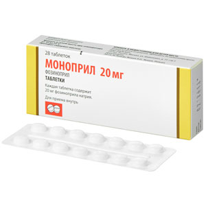 Моноприл <h3>Фозиноприл <br>таблетки 20 мг №28</h3>